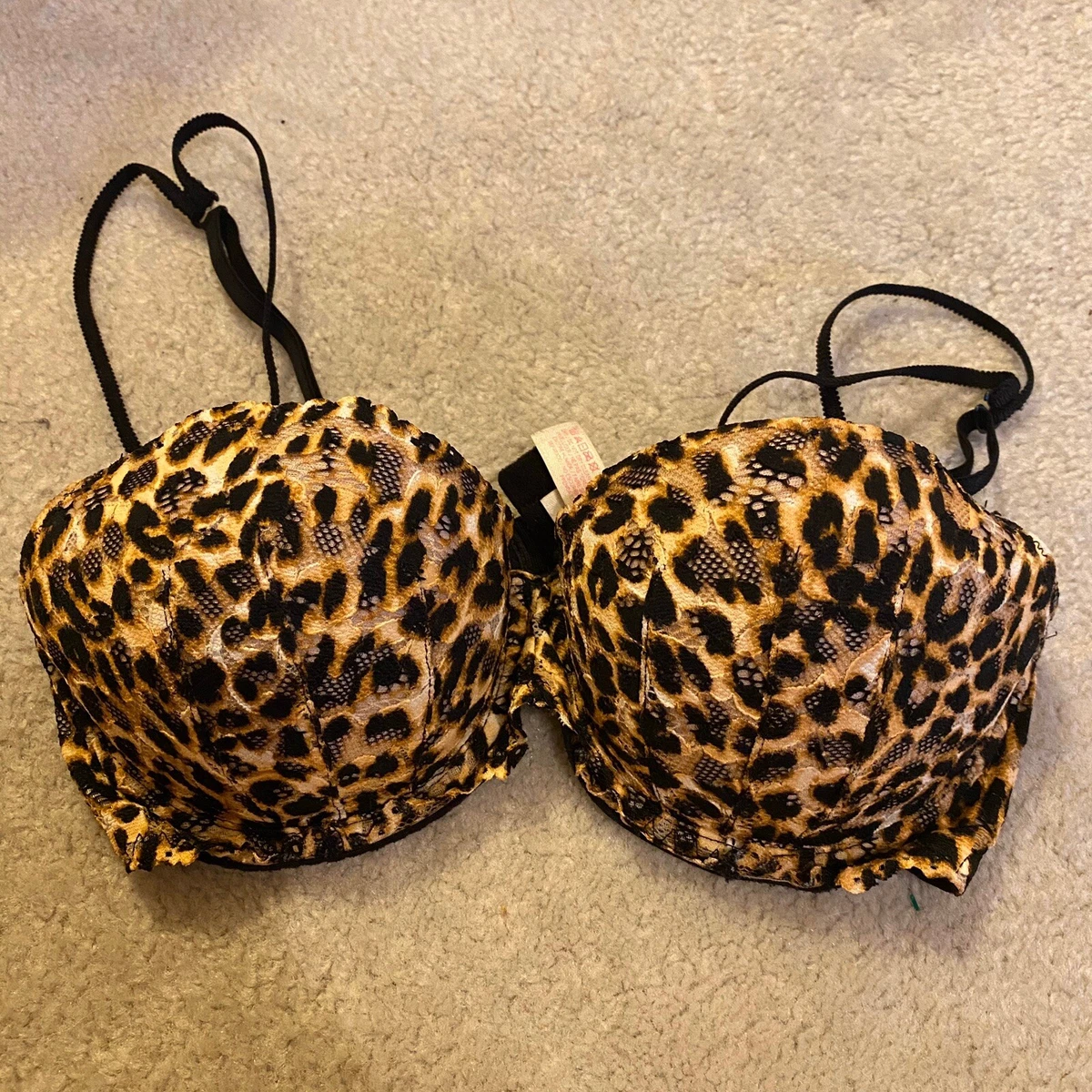 Victoria s Secret Pink Leopard Cheetah Print Bra Size 32C eBay
