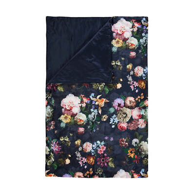 ESSENZA Plaid Wohndecke Fleur Dunkelblau Sofadecke Blumen Blüten 135x170 cm 