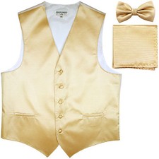 New Men's Horizontal Stripes Tuxedo Vest Waistcoat bowtie Hankie Ivory wedding