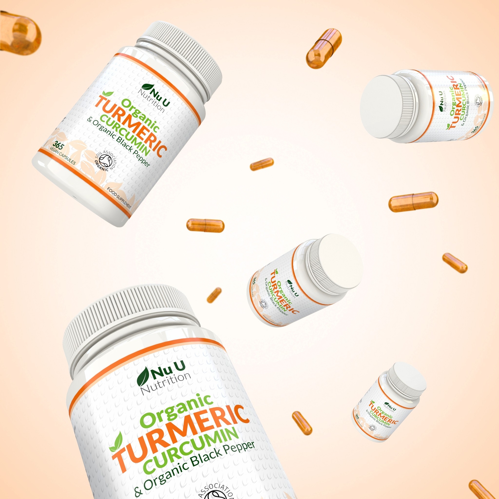 Organic Turmeric Curcumin 365 Capsules 600mg High Strength Organic