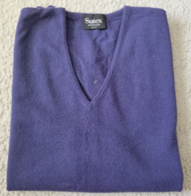 Sutex Sweater Vest Men V-Neck Sleeveless Blue New Wool AUS Made