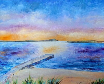 ORIGINAL RICHARD FREER ''Port Arthur Pier County Donegal'' Irland Ölgemälde