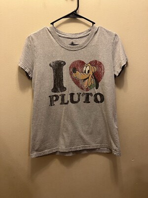 Disney Parks T Shirt   I love Pluto  XS Gray Shortsleeve 