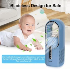 Blue 11.8" Portable Bladeless Desktop Personal Fan For Home, Office and Bedroom