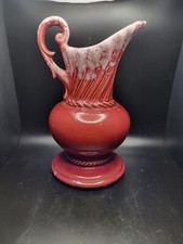 Royal Haeger Pitcher 1940s Maroon Drip Glaze ...