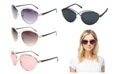 Retro Unique Cross Bridge Metal Cat Eye Sunglasses women