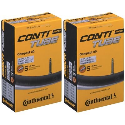 2x Continental Fahrrad Schlauch 20 Zoll 32-406 - 47-451 SV-Ventil 20x 1 1/4 1,75