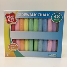Sidewalk Chalk 48 Piece 16 Colors Play Day Won t Roll Away Ages 4 New in Box