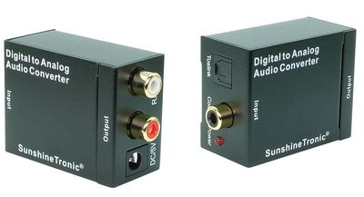 Digital zu Analog Audio Konverter + 1,5/2,5m Kabel(Cinch, Toslink) USB-Netzteil