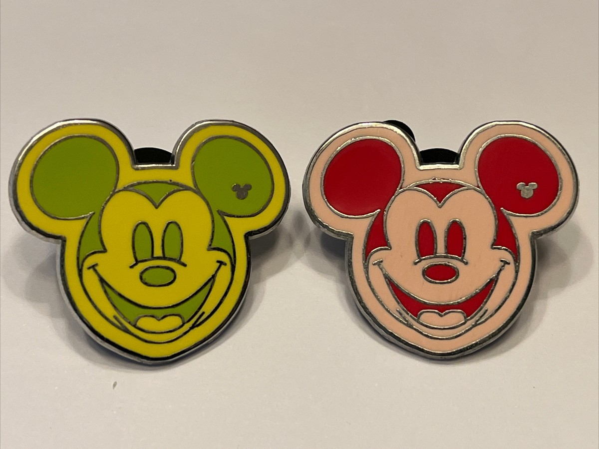 Disney Pins: 2008 Neon Mickey Mouse Faces Lot of 2 - Hidden