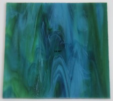 3045.30 AZURE BLUE, JADE, NEO-LAVENDER STREAKY 4" x 4" BULLSEYE GLASS 90 COE