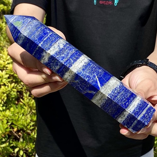 1.65LB Natural blue striped stone crystal Obelisk quartz crystal energy column - 第 6/12 張圖片