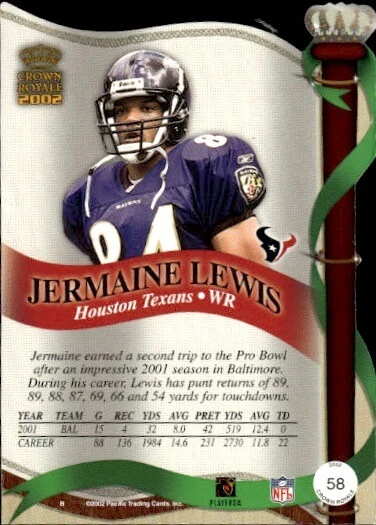 2002 Pacific Crown Royale #58 Jermaine Lewis - Image 2 of 2