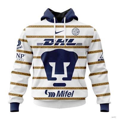 Personalized LIGA MX Pumas UNAM Hoodie With 70th Anniversary Logo, Mexico Soccer