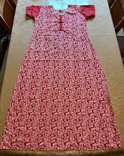 New Red Indian Cotton Blend Floral Print Nightgown