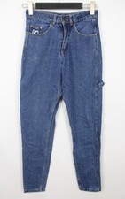 Vintage KARL KANI Skater Blue Denim Big Logo Hip Hop Tapered Jeans Size XS /W26