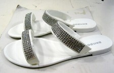 new Summer Beach White/Stones slip on two strap Sandals WOMEN Size 6