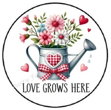 LOVE GROWS HERE VALENTINES DAY ENVELOPE SEALS LABELS STICKERS PARTY FAVORS