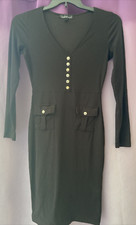Women’s Derek Heart Long Sleeve Rib Knit Midi Dress with Buttons - Black, Size S
