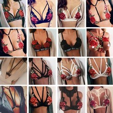 Floral Sheer Lace Flower Bralette Unpadded Push Up Bra Crop Top Women Lingerie