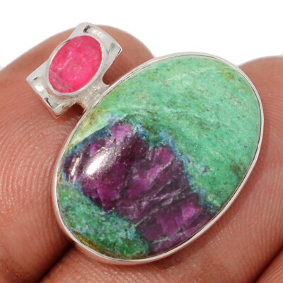 Natürlicher Rubin in Fuchsit - Indien & Rubin 925 Silber Anhänger Schmuck CP69624