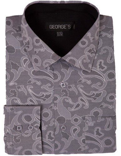 Men's Cotton Blend Paisley Design Classic Fit Casual Dress Shirt AH625 - Picture 8 of 10
