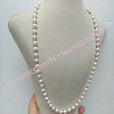 20" Beautiful Design AAA 6-7mm Akoya Round White Pearl Necklace 14k Gold P