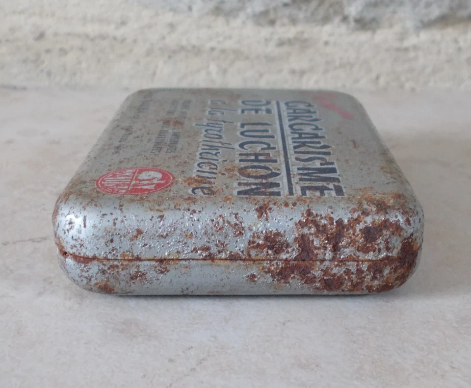 Ancienne Boite métal médicament Gargarisme de Luchon Sauba vintage vtg - Photo 4/4