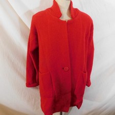 Vtg Pascali Womens L Red Jacket Cardigan Oversized Sweater Mohair Blend Fuzzy