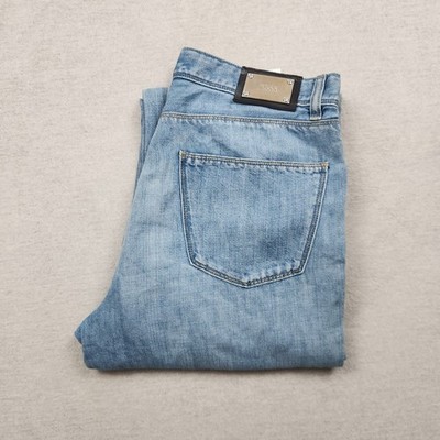 Hugo Boss Herren Jeans Hose W33 L36 Denim Blau Relaxed Straight Gerade Leinen