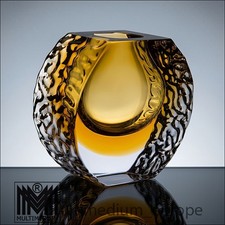 Mandruzzato Murano Glass Vase Sommerso Yellow Glass Italy