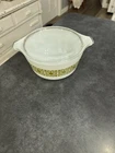 Vintage Pyrex Verde Square Green Flower 475-B 2 1/2 Qt Casserole Dish with Lid