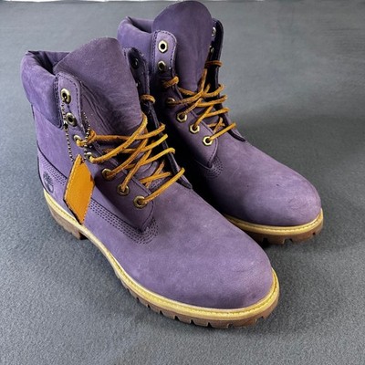 Timberland 6 Inch Premium Waterproof Boots Purple Nubuck Mens Work Boots size 9M