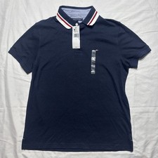 Tommy Hilfiger Polo Shirt Casual Preppy Navy Blue Flag Mens Medium NEW NWT 1181