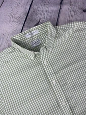 L.L. Bean Shirt Mens Small Reg Green Gingham Long Sleeve Button Trim Fit