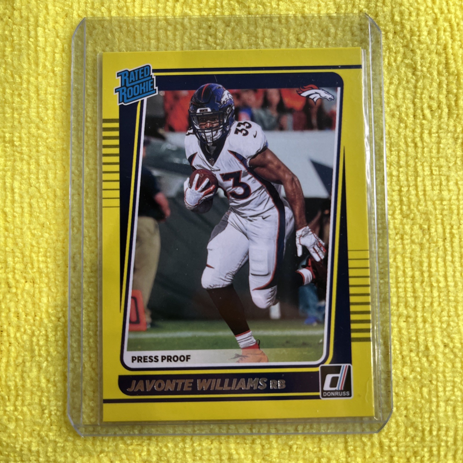 2021 Panini Donruss - Rated Rookie Javonte Williams #275 Press Proof Yellow (RC)
