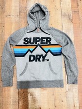 Superdry Vintage Premium Goods Mens Hoodie Heather Grey Downhill Skiing Size L