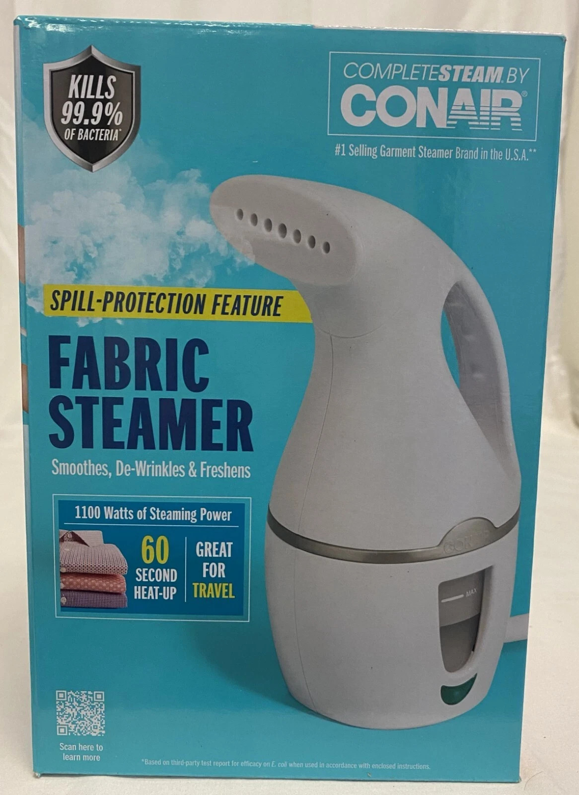 Complete Steam By Conair Fabric Steamer Spill-Protection Feature. Model GS2W
