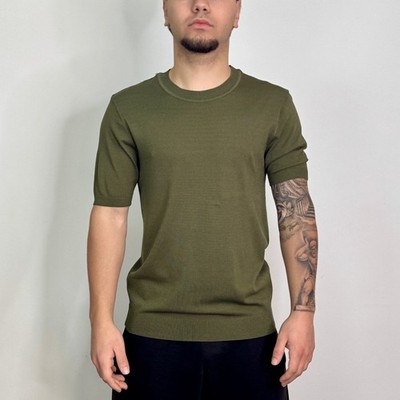 Herren Shirt Baumwollgarn leicht Rundhals Grün Casual Sommer Atmungsaktiv