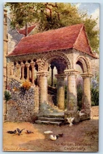 1910 Canterbury Kent Tuck Oilette 8934 Postcard Norman Staircase Charles Flower