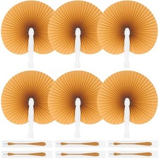 12 Pcs Round Paper Folding Fans Decorative Wedding Foldable Handheld Fans