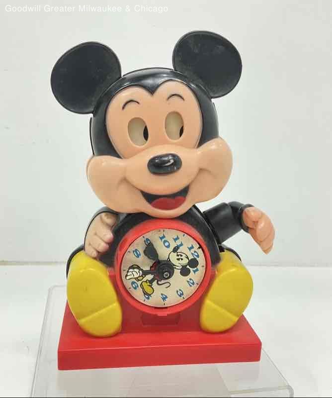 Illco Black Red Yellow Teach N Play Mickey Mouse Clock Walt Disney Plastic