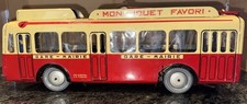 Vintage French Tin Litho 15   Wind Up Trolley Bus Working With Driver EXC