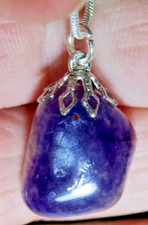 Blue Agate Pendant, Silver Plating
