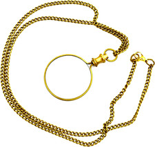 Pocket Monocle 10X Magnifying Glass with Chain Handheld Brass Pocket Magn...