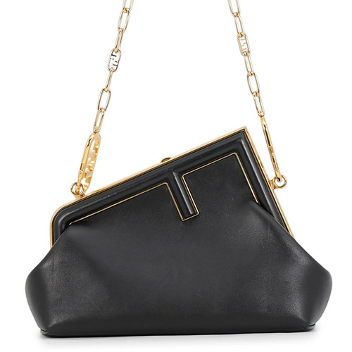 Fendi First Small Black Bag 8BP129 Shoulder Bag Leather Women's #TZB2632