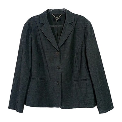 Talbots Seasonless Wool Blend Blazer 2X 20W Charcoal Gray Two Button Jacket 