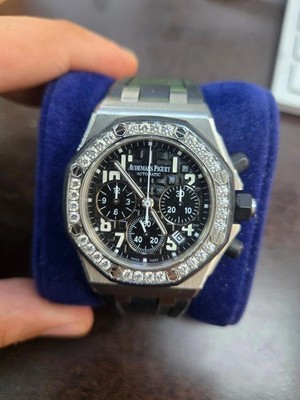 Audemars Piguet Royal Oak Offshore 26048SK Factory Diamond Bezel Black Dial 37mm