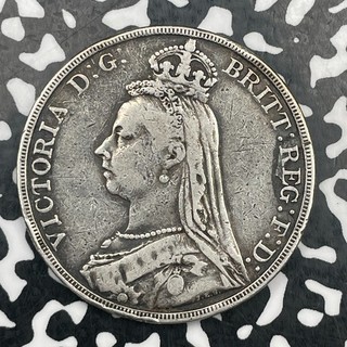 1889 Great Britain Victoria 1 Crown Lot#DS926 Large Silver!