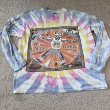 Vintage 90s Aerosmith Nine Lives RARE Tie Dye Graphic Concert Tour XL T Shirt